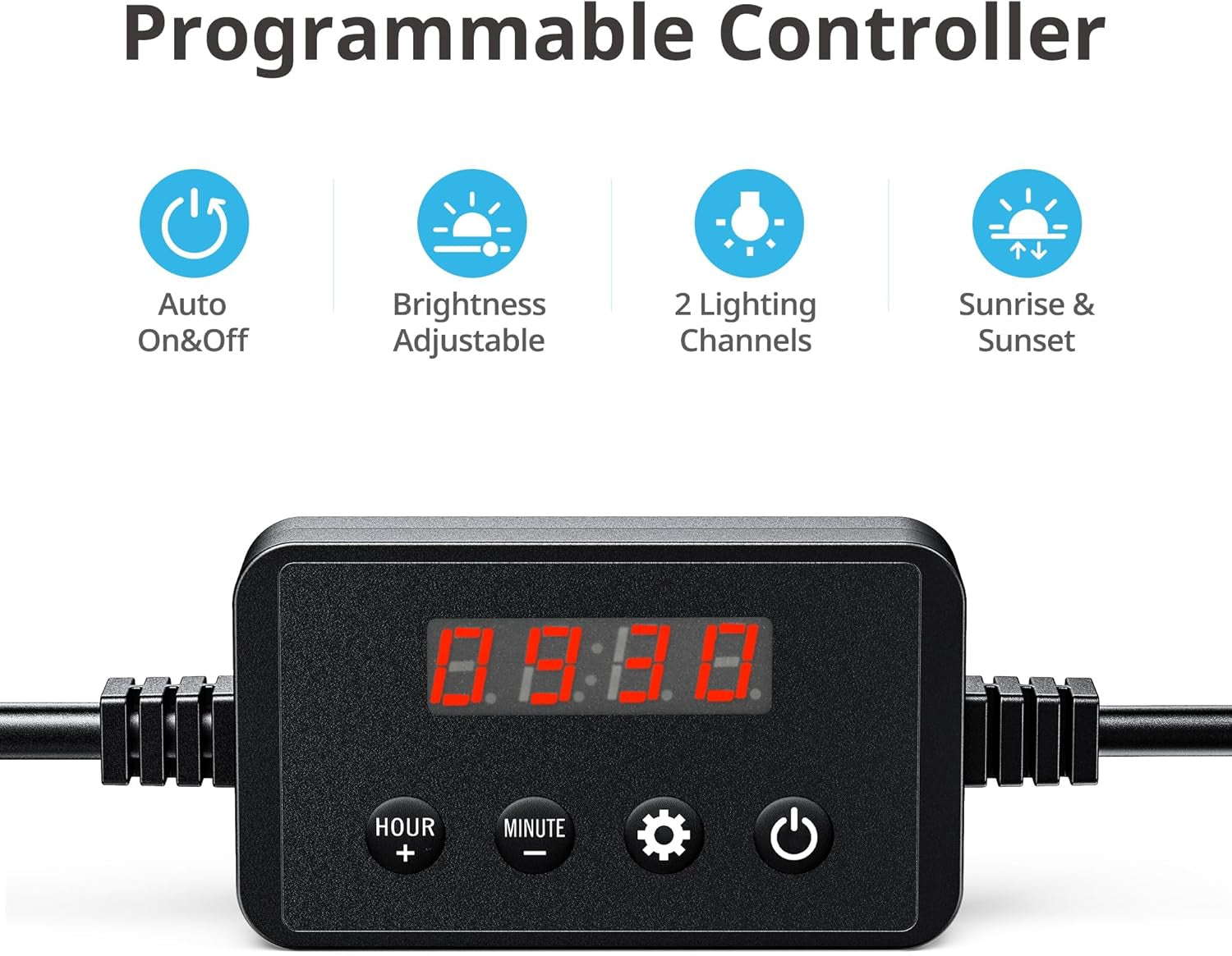 Classicled plus LED Aquarium Light with Timer, 32 Watts, for 48 to 54 Inch Fish Tank Light, Daylight and Moonlight Cycle, Brightness Adjustable